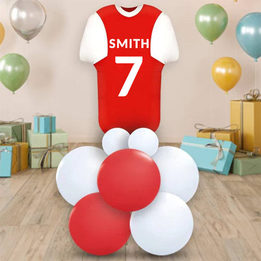 Red and White Football Shirt Centrepiece - Air Filled Centrepiece | Party Save Smile
