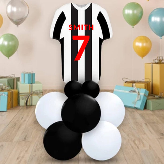 Black and White Football Shirt Centrepiece - Air Filled Centrepiece | Party Save Smile