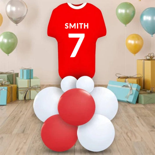 Red Football Shirt Balloon Decoration - Air Filled Centrepiece | Party Save Smile