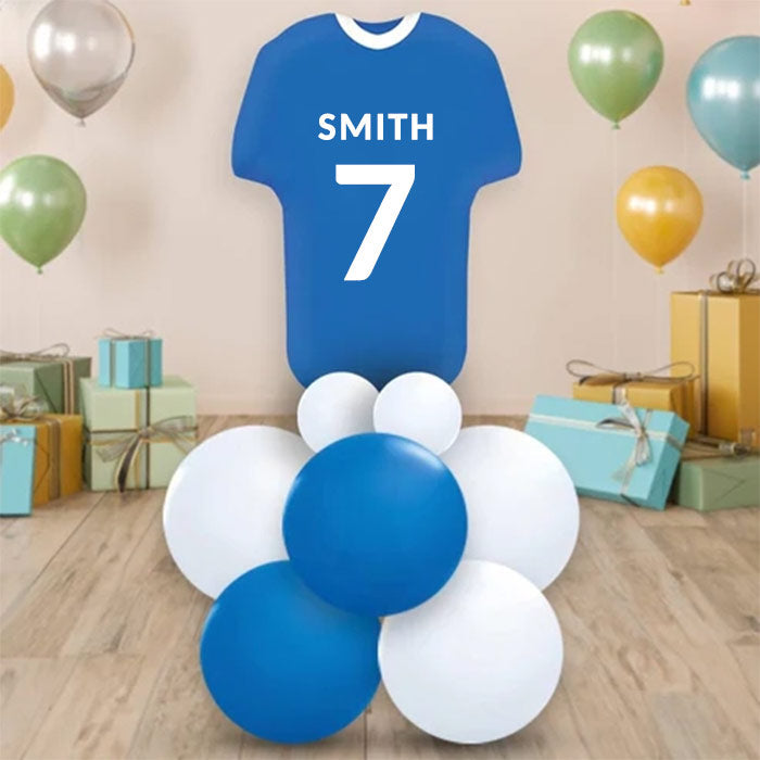 Blue Football Shirt Table Decoration - Air Filled Centrepiece | Party Save Smile
