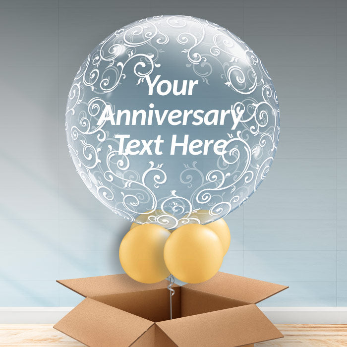 Personalisable Anniversary Bubble Balloons - 50th Filigree - Bubble Balloon | Party Save Smile