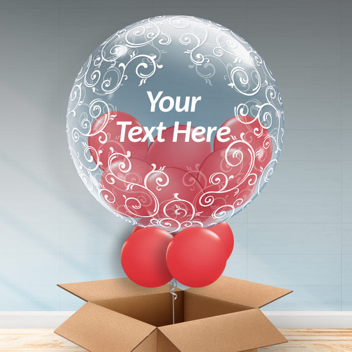 Personalisable Red Valentines Balloon Filigree - Bubble Balloon | Party Save Smile