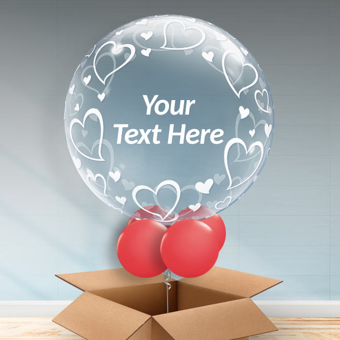 Personalisable Heart Print Valentines Balloon - Bubble Balloon | Party Save Smile