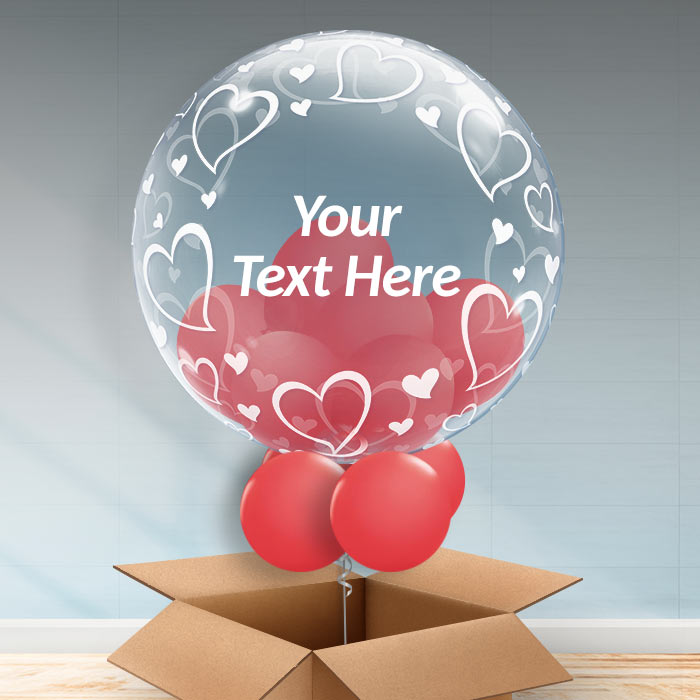 Personalisable Red Hearts Valentines Balloons - Bubble Balloon | Party Save Smile