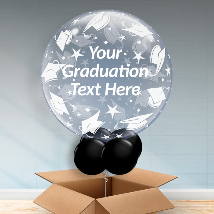 Cap Personalisable Graduation Balloon in a Box - Bubble Balloon | Party Save Smile
