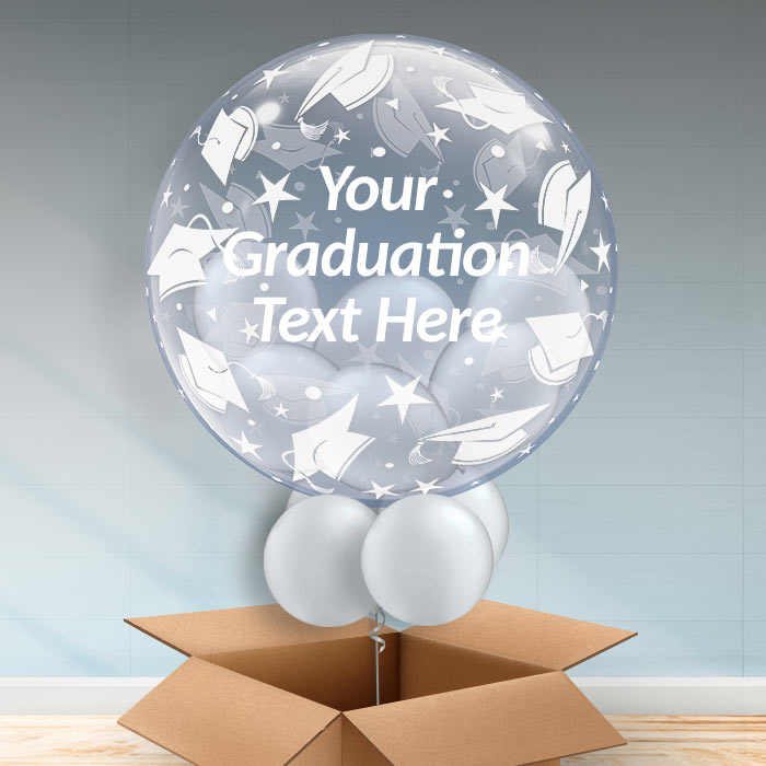 Cap Personalisable Graduation Balloons in a Box - Bubble Balloon | Party Save Smile