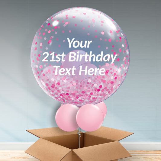 Personalisable 21st Birthday Balloons - Pink Dot - Bubble Balloon | Party Save Smile