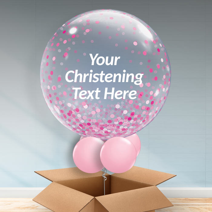 Girls Personalisable Christening Balloons in a Box - Bubble Balloon | Party Save Smile