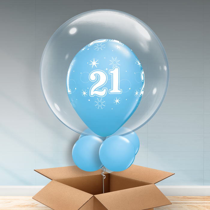 Personalisable Baby Blue 21st Birthday Bubble Balloon - Bubble Balloon | Party Save Smile