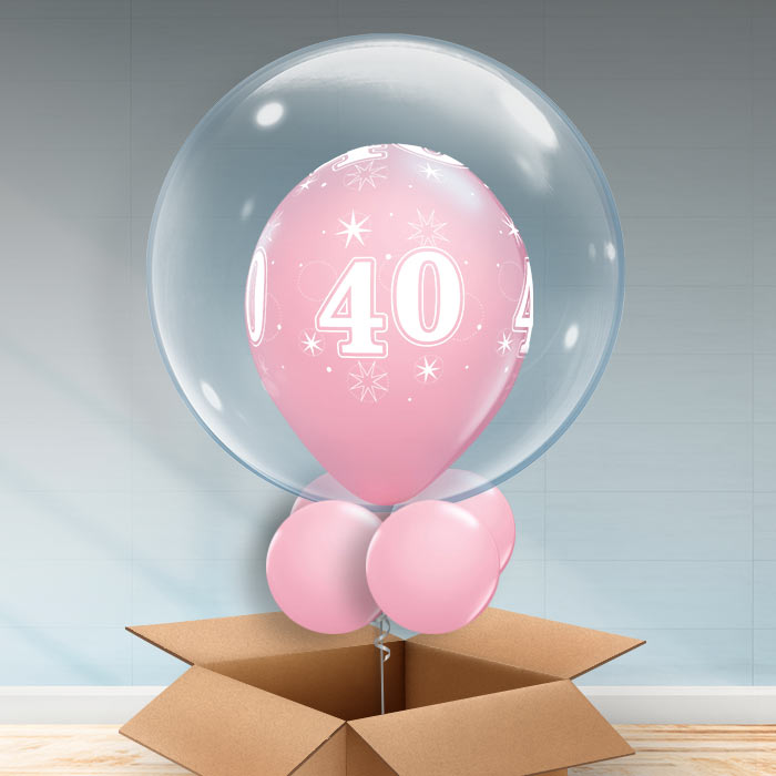 Personalisable Baby Pink 40th Birthday Bubble Balloon - Bubble Balloon | Party Save Smile