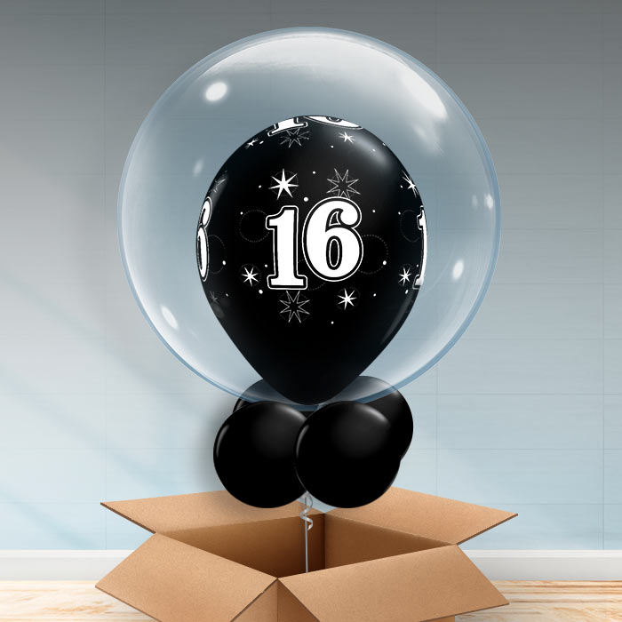 Personalisable Black 16th Birthday Bubble Balloon - Bubble Balloon | Party Save Smile