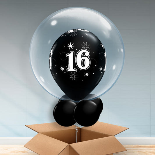 Personalisable Black 16th Birthday Bubble Balloon - Bubble Balloon | Party Save Smile
