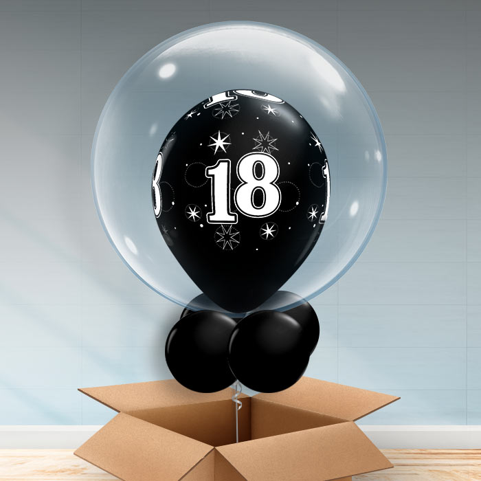 Personalisable Black 18th Birthday Bubble Balloon - Bubble Balloon | Party Save Smile