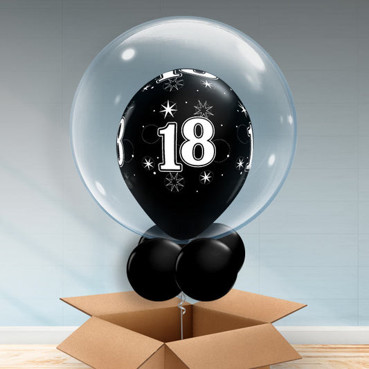 Personalisable Black 18th Birthday Bubble Balloon - Bubble Balloon | Party Save Smile