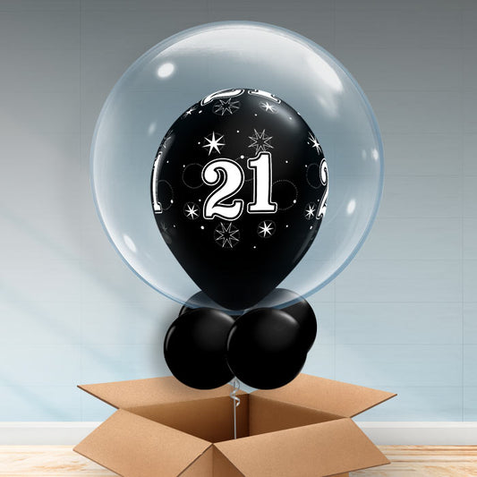 Personalisable Black 21st Birthday Bubble Balloon - Bubble Balloon | Party Save Smile