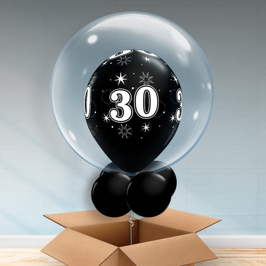 Personalisable Black 30th Birthday Bubble Balloon - Bubble Balloon | Party Save Smile