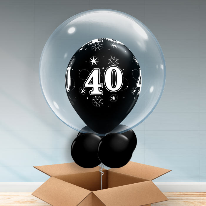 Personalisable Black 40th Birthday Bubble Balloon - Bubble Balloon | Party Save Smile