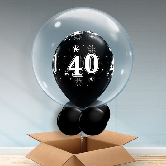 Personalisable Black 40th Birthday Bubble Balloon - Bubble Balloon | Party Save Smile