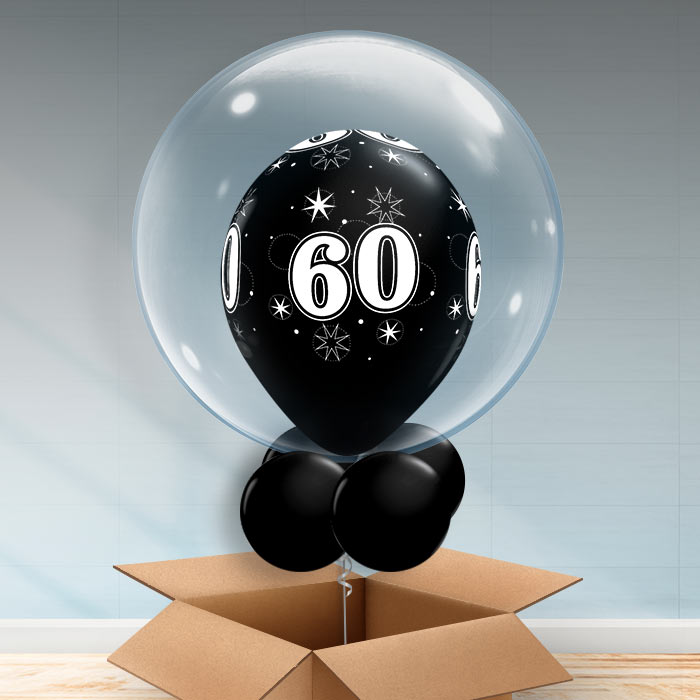 Personalisable Black 60th Birthday Bubble Balloon - Bubble Balloon | Party Save Smile