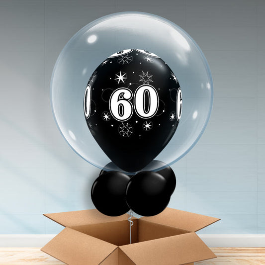 Personalisable Black 60th Birthday Bubble Balloon - Bubble Balloon | Party Save Smile