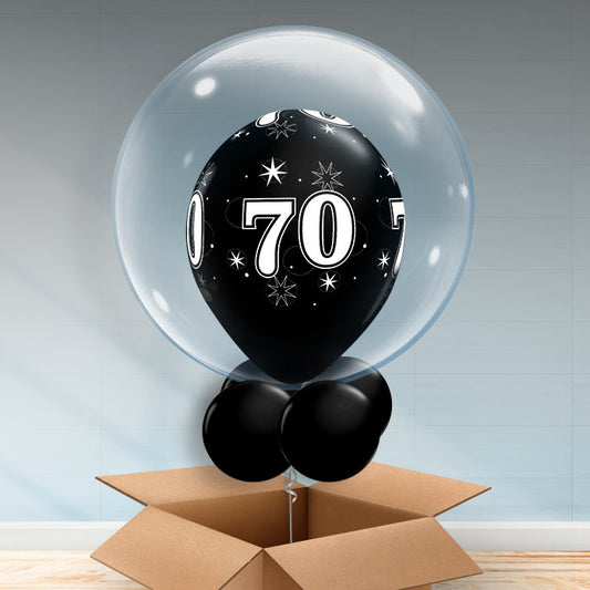 Personalisable Black 70th Birthday Bubble Balloon - Bubble Balloon | Party Save Smile