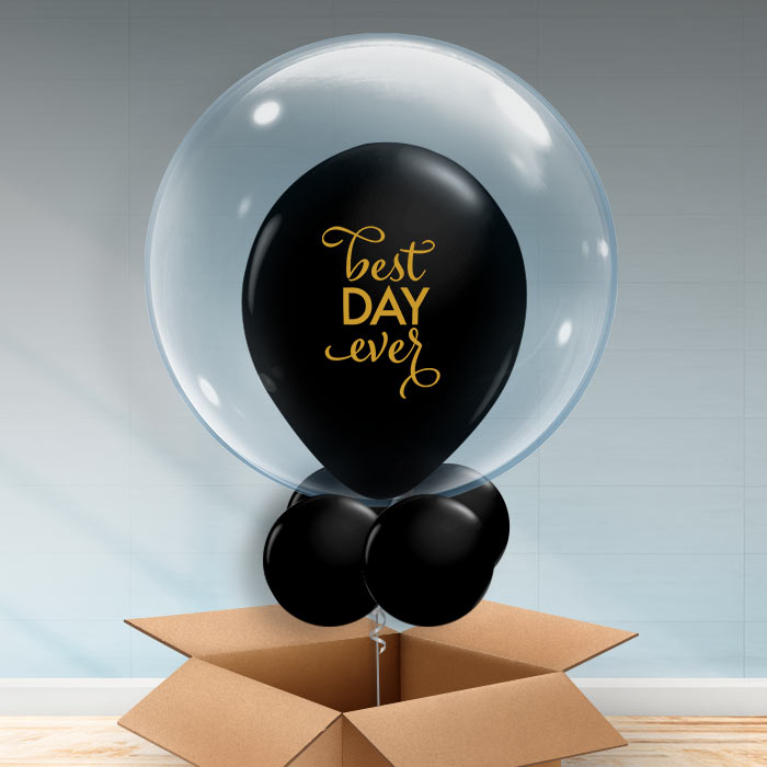 Personalisable Black Best Day Ever Bubble Balloon - Bubble Balloon | Party Save Smile