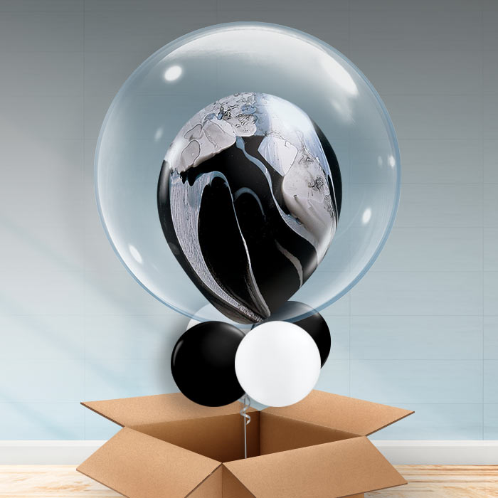 Personalisable Black Marble Bubble Balloon - Bubble Balloon | Party Save Smile