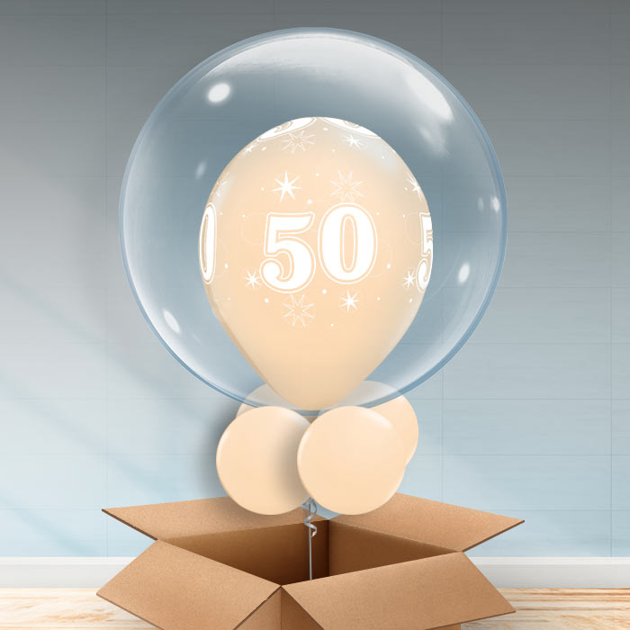Personalisable Blush 50th Birthday Bubble Balloon - Bubble Balloon | Party Save Smile