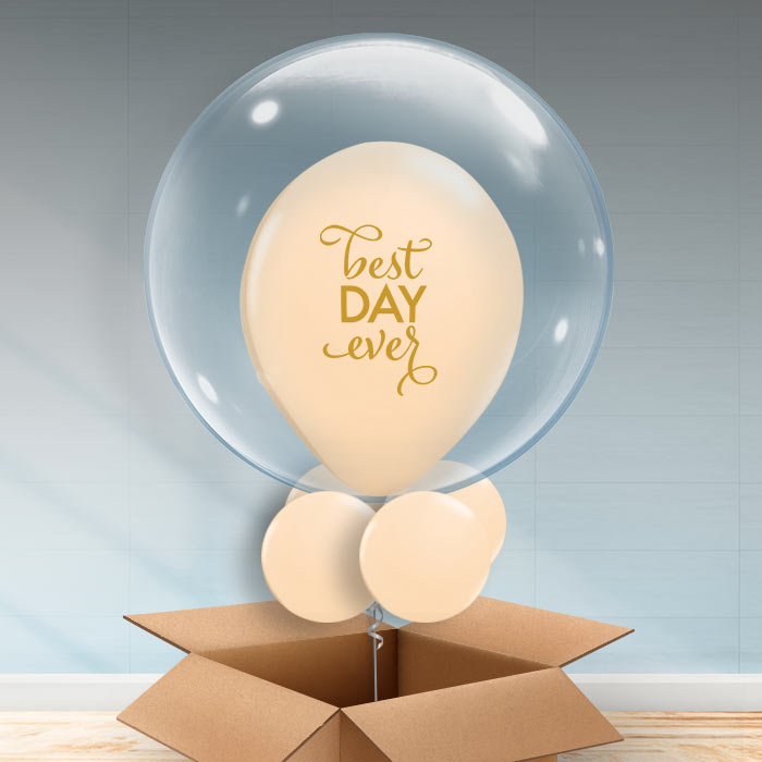 Personalisable Blush Best Day Ever Bubble Balloon - Bubble Balloon | Party Save Smile