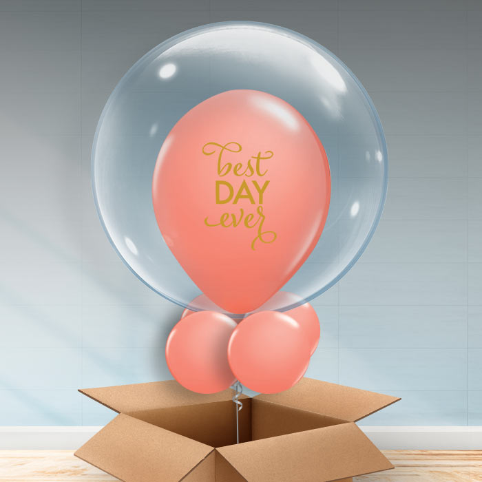 Personalisable Coral Best Day Ever Bubble Balloon - Bubble Balloon | Party Save Smile