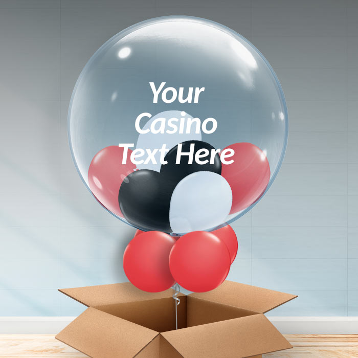 Casino Personalisable Helium Balloon in a Box - 24 Inch Bubble Balloon | Party Save Smile