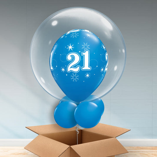 Personalisable Dark Blue 21st Birthday Bubble Balloon - Bubble Balloon | Party Save Smile