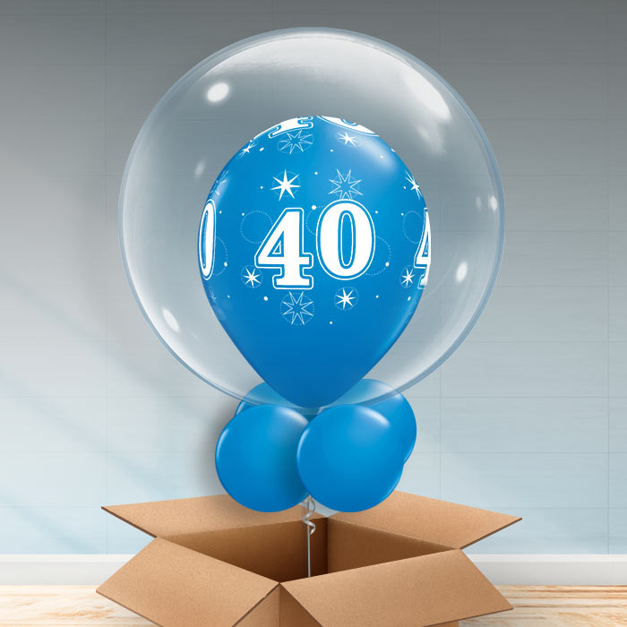 Personalisable Dark Blue 40th Birthday Bubble Balloon - Bubble Balloon | Party Save Smile