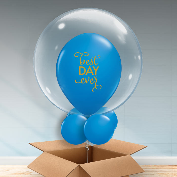 Personalisable Dark Blue Best Day Ever Bubble Balloon - Bubble Balloon | Party Save Smile