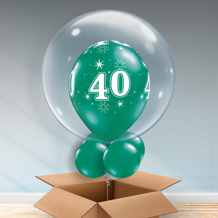 Personalisable Emerald Green 40th Birthday Bubble Balloon - Bubble Balloon | Party Save Smile