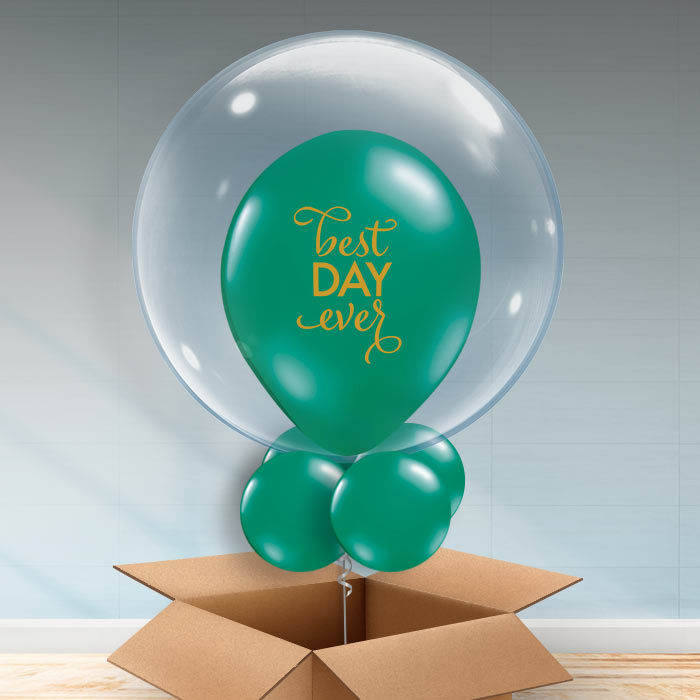 Personalisable Emerald Green Best Day Ever Bubble Balloon - Bubble Balloon | Party Save Smile
