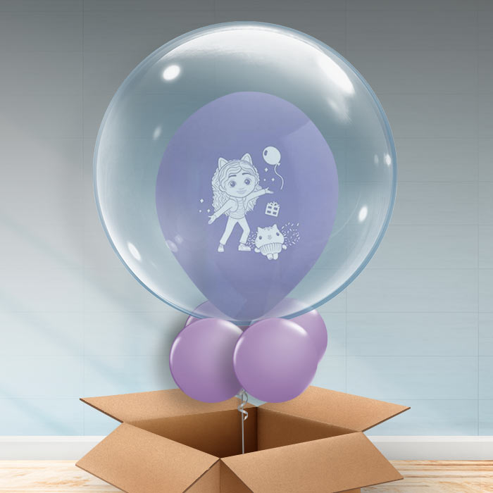 Gabbys Dollhouse Personalisable Bubble Balloon - Purple Bubble Balloon | Party Save Smile