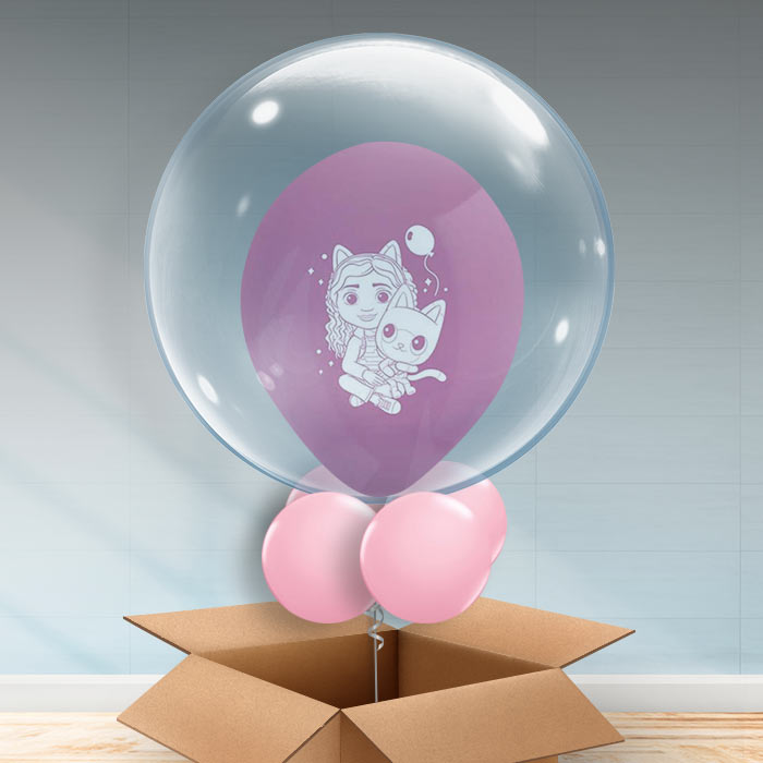 Gabbys Dollhouse Personalisable Bubble Balloon - Pink Bubble Balloon | Party Save Smile