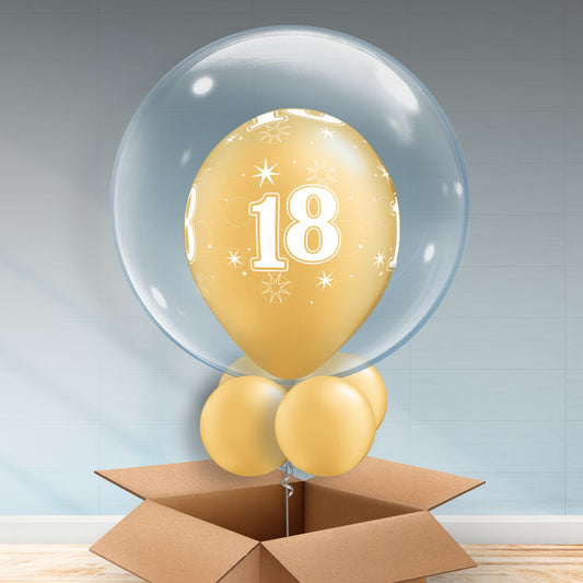 Personalisable Gold 18th Birthday Bubble Balloon - Bubble Balloon | Party Save Smile