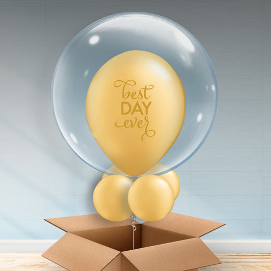 Personalisable Gold Best Day Ever Bubble Balloon - Bubble Balloon | Party Save Smile