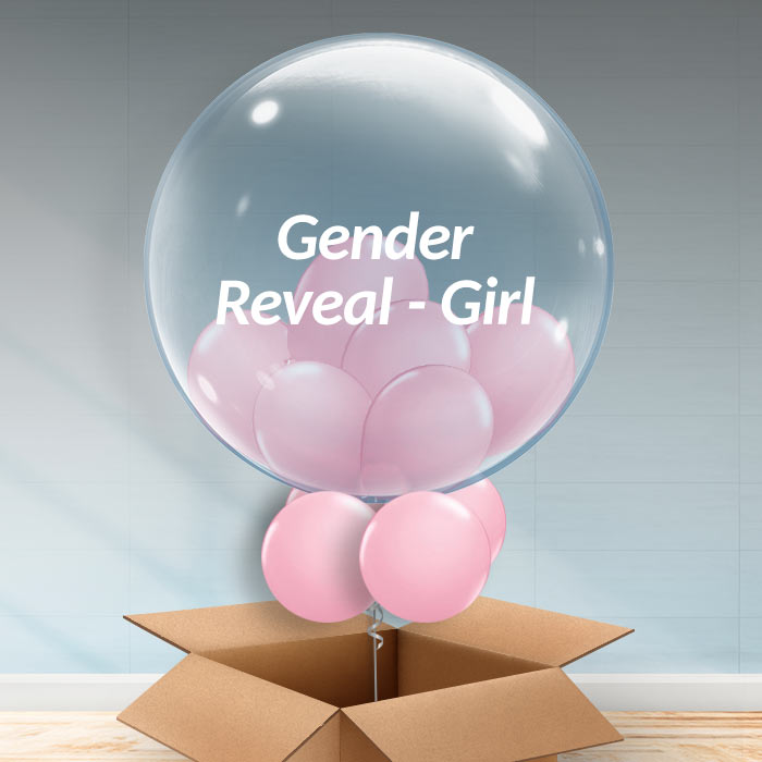 Personalisable Gender Reveal Balloon - Pink - 24 Inch Bubble Balloon | Party Save Smile