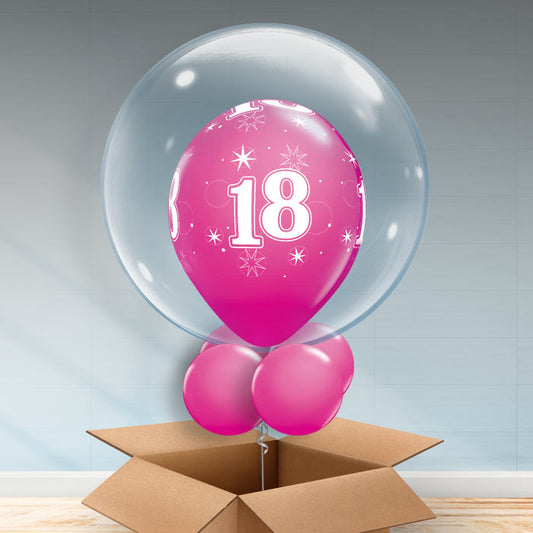 Personalisable Hot Pink 18th Birthday Bubble Balloon - Bubble Balloon | Party Save Smile