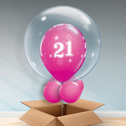 Personalisable Hot Pink 21st Birthday Bubble Balloon - Bubble Balloon | Party Save Smile