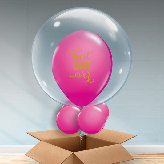 Personalisable Hot Pink Best Day Ever Bubble Balloon - Bubble Balloon | Party Save Smile
