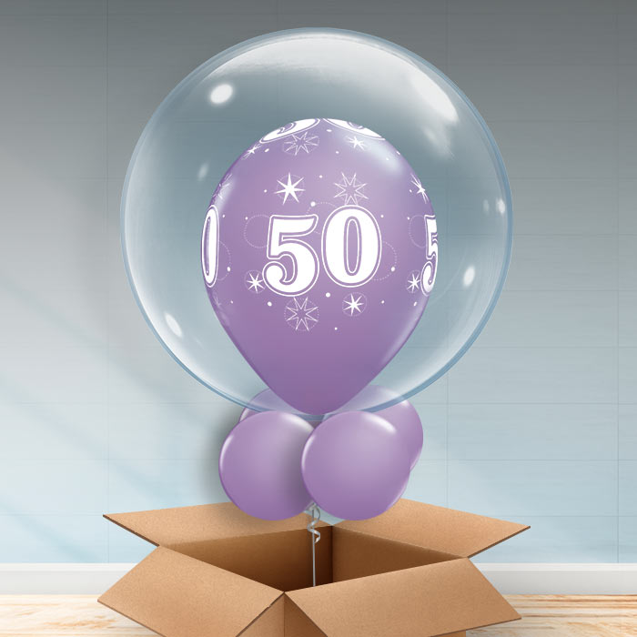 Personalisable Lilac 50th Birthday Bubble Balloon - Bubble Balloon | Party Save Smile