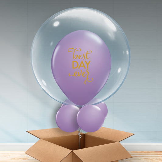 Personalisable Lilac Best Day Ever Bubble Balloon - Bubble Balloon | Party Save Smile