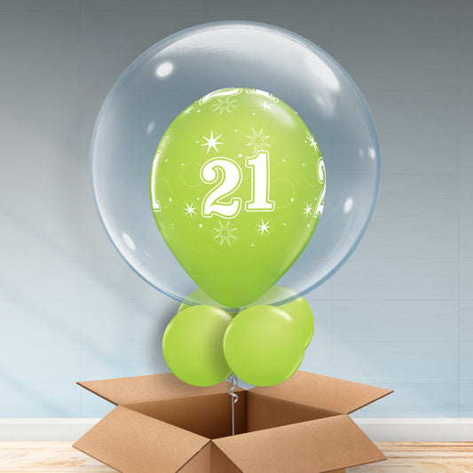 Personalisable Lime Green 21st Birthday Bubble Balloon - Bubble Balloon | Party Save Smile