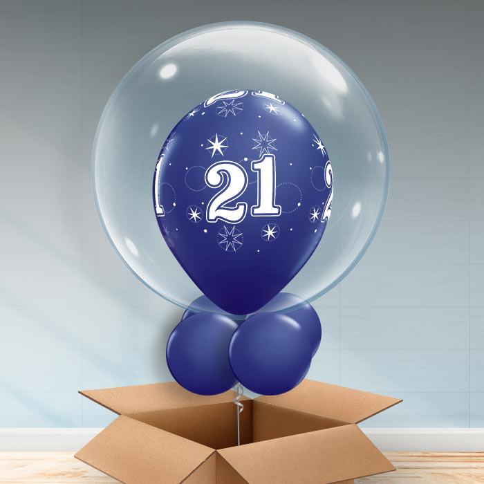 Personalisable Navy Blue 21st Birthday Bubble Balloon - Bubble Balloon | Party Save Smile