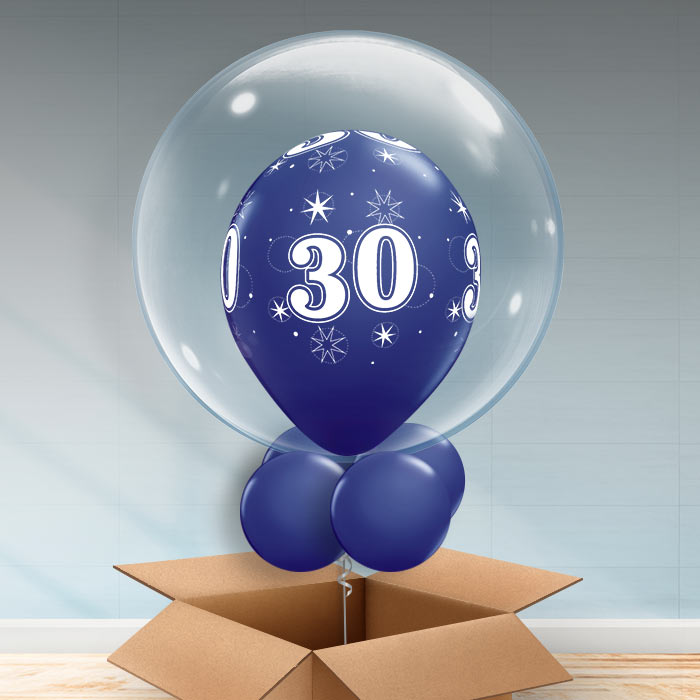 Personalisable Navy Blue 30th Birthday Bubble Balloon