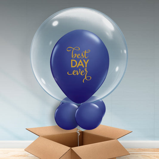 Personalisable Navy Blue Best Day Ever Bubble Balloon - Bubble Balloon | Party Save Smile